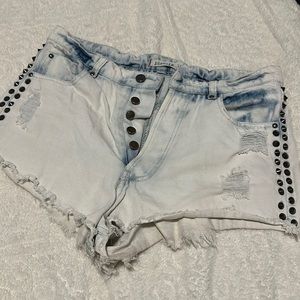 Distressed Acid Wash Jean Shorts